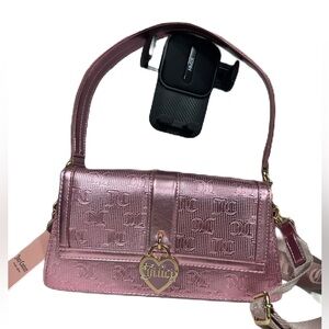 Juicy Couture Fashionista Shoulder Bag Crossbody Metalic Blush‎